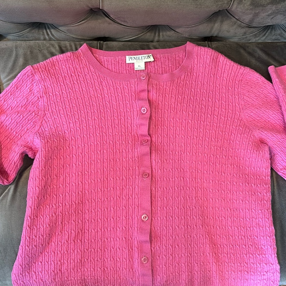 Pink cardigan! Size: Woman’s XL